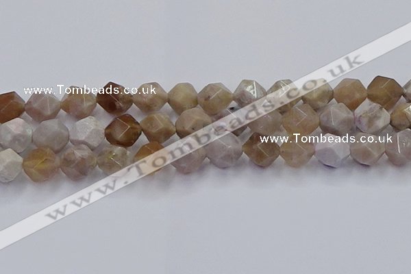 CFC303 15.5 inches 12mm faceted nuggets coral jade beads