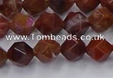 CFC307 15.5 inches 8mm faceted nuggets dyed coral jade beads