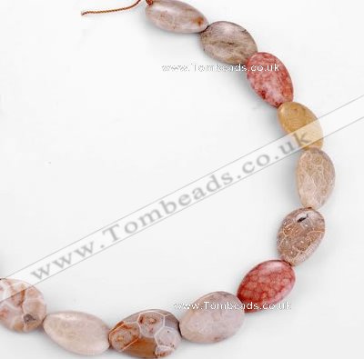 CFC48 18*25mm flat teardrop coral fossil jasper beads wholesale