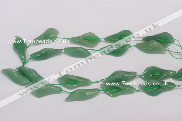 CFG03 15.5 inches 18*38mm carved flower green aventurine jade beads