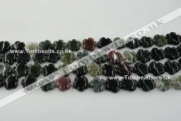 CFG1001 15.5 inches 16mm carved flower Indian Agate beads