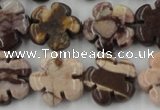 CFG1002 15.5 inches 16mm carved flower zebra jasper beads