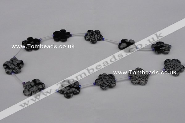 CFG1007 15.5 inches 20mm carved flower snowflake obsidian beads