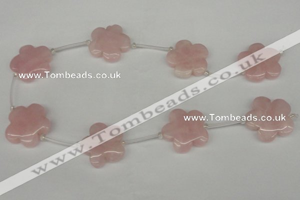 CFG1011 15.5 inches 30mm carved flower rose quartz beads