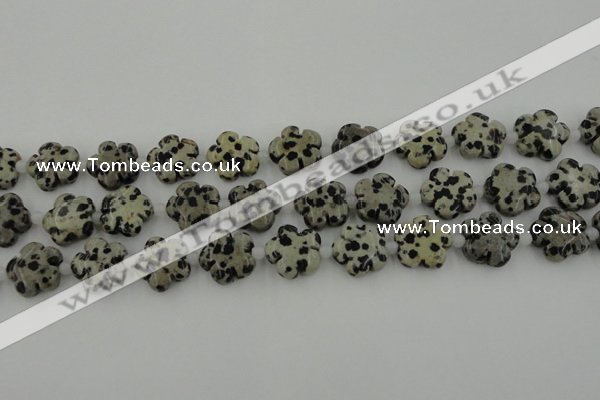 CFG1026 15.5 inches 16mm carved flower dalmatian jasper beads