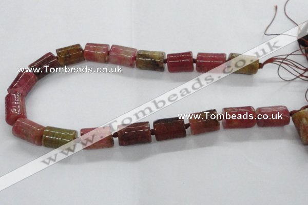 CFG1100 15.5 inches 15*20mm carved tube agate gemstone beads