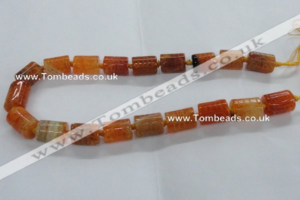 CFG1101 15.5 inches 15*20mm carved tube agate gemstone beads