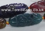 CFG1115 15.5 inches 12*35mm - 12*43mm carved rice agate beads