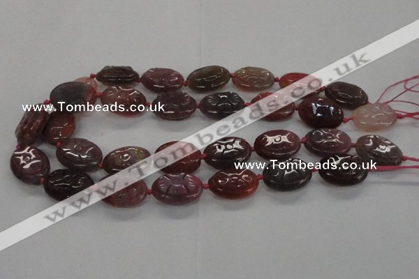 CFG1131 15.5 inches 18*25mm carved oval agate gemstone beads