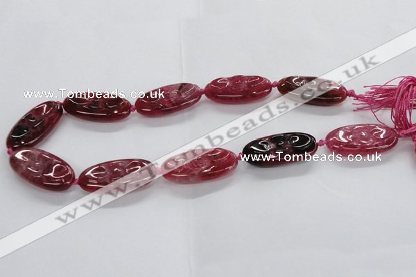 CFG1135 15.5 inches 20*40mm carved oval agate gemstone beads