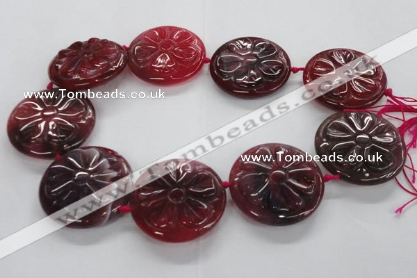 CFG1160 15.5 inches 45mm carved flower agate gemstone beads