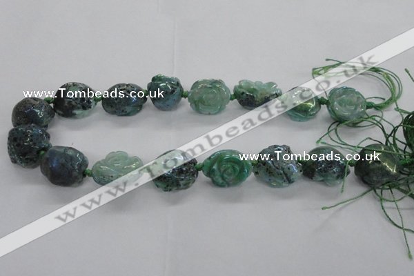 CFG1166 15.5 inches 25mm carved flower plated agate gemstone beads