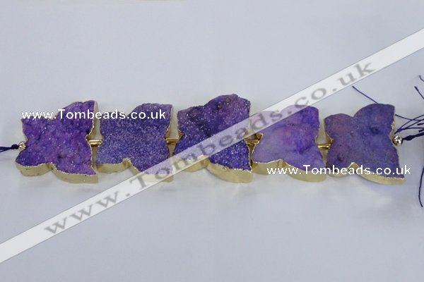 CFG1192 7.5 inches 40*45mm - 45*55mm butterfly druzy agate beads