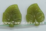 CFG12 15.5 inches 20*24mm carved leaf Korean jade beads