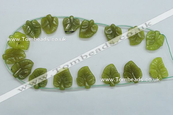 CFG12 15.5 inches 20*24mm carved leaf Korean jade beads