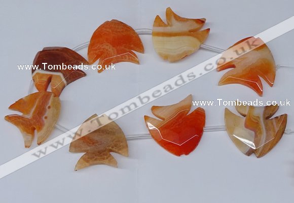 CFG1255 15.5 inches 38*42mm - 42*45mm carved fish agate beads