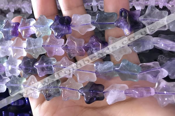 CFG1301 15.5 inches 15mm carved star fluorite gemstone beads