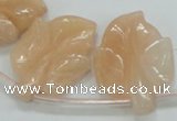 CFG14 15.5 inches 20*26mm carved leaf pink aventurine jade beads