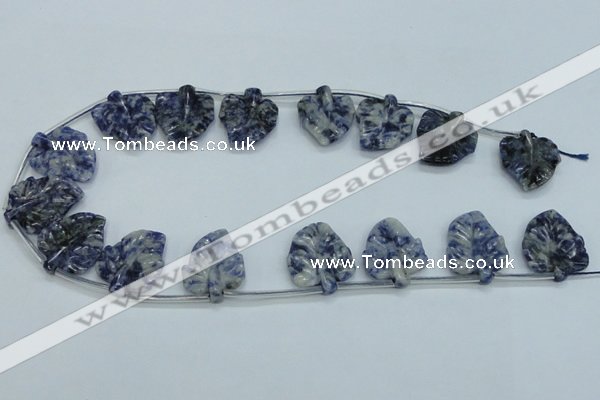CFG15 15.5 inches 20*26mm carved leaf sodalite gemstone beads