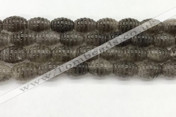 CFG1501 15.5 inches 15*20mm carved rice smoky quartz beads