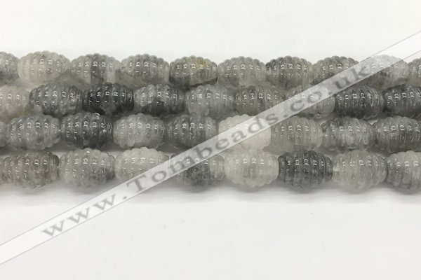 CFG1502 15.5 inches 15*20mm carved rice cloudy quartz beads