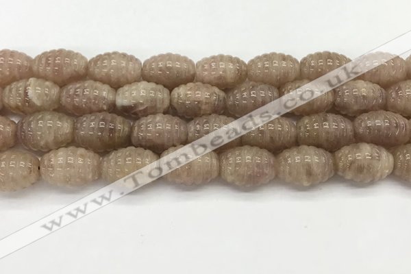 CFG1505 15.5 inches 15*20mm carved rice strawberry quartz beads