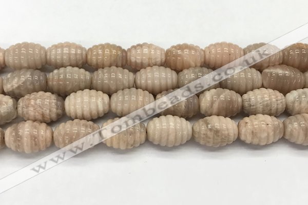 CFG1506 15.5 inches 15*20mm carved rice moonstone beads