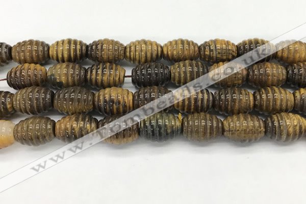 CFG1508 15.5 inches 15*20mm carved rice tiger eye beads