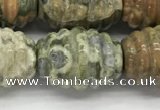 CFG1509 15.5 inches 15*20mm carved rice rhyolite gemstone beads