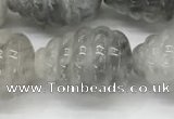 CFG1516 15.5 inches 15*20mm carved teardrop cloudy quartz beads