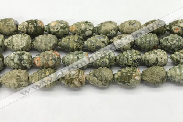 CFG1520 15.5 inches 15*20mm carved teardrop rhyolite gemstone beads