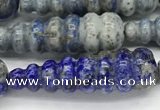 CFG1533 15.5 inches 10*35mm carved teardrop lapis lazuli beads