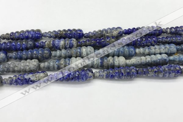 CFG1533 15.5 inches 10*35mm carved teardrop lapis lazuli beads