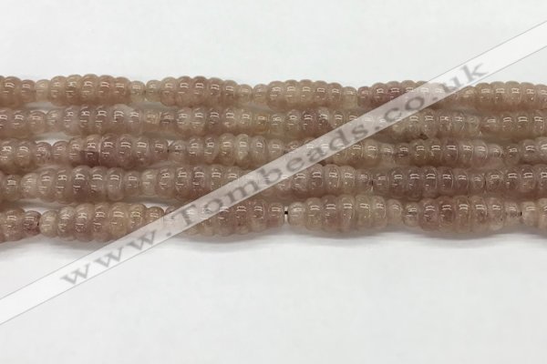 CFG1542 15.5 inches 10*30mm carved rice strawberry quartz beads