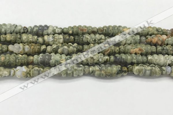 CFG1544 15.5 inches 10*30mm carved rice rhyolite gemstone beads