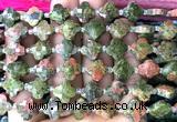 CFG1813 15 inches 12mm four leaf clover unakite gemstone beads