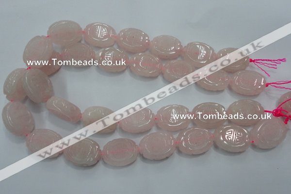 CFG206 15.5 inches 18*25mm carved oval rose quartz gemstone beads