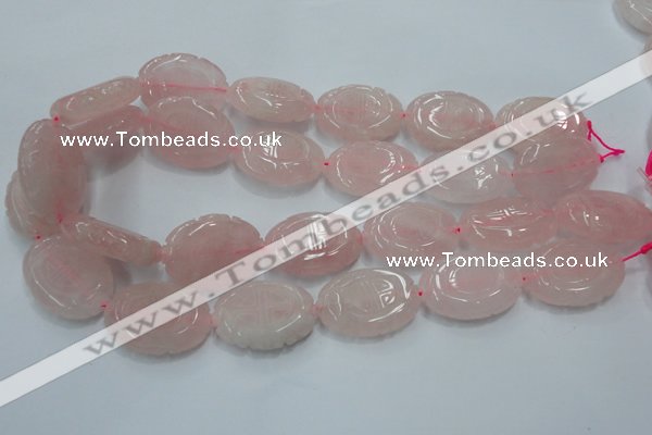 CFG207 15.5 inches 22*30mm carved oval rose quartz gemstone beads