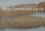 CFG209 15.5 inches 12*40mm carved rice pink aventurine jade beads