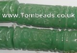 CFG213 15.5 inches 14*31mm carved column green aventurine jade beads