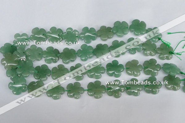 CFG215 15.5 inches 20mm carved flower green aventurine beads