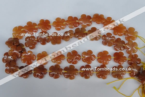 CFG216 15.5 inches 20mm carved flower red aventurine beads