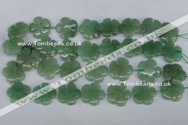 CFG218 15.5 inches 24mm carved flower green aventurine beads