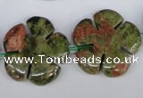 CFG221 15.5 inches 24mm carved flower unakite gemstone beads