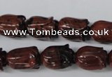 CFG236 15.5 inches 10*15mm carved flower mahogany obsidian beads