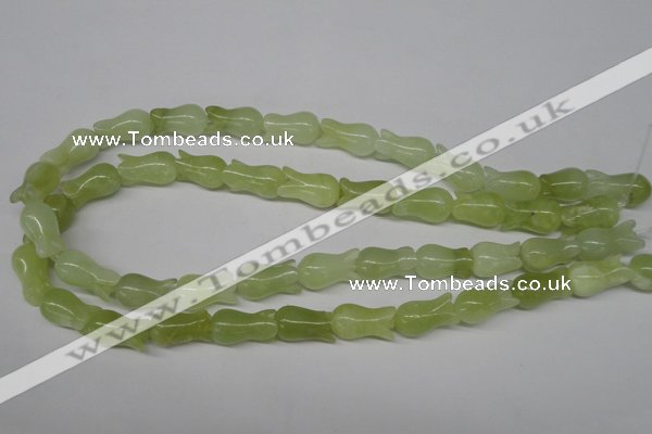 CFG237 15.5 inches 10*17mm carved flower New jade gemstone beads