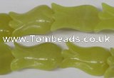 CFG240 15.5 inches 15*25mm carved flower olive jade gemstone beads