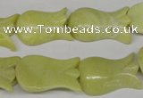 CFG241 15.5 inches 15*25mm carved flower lemon jade gemstone beads