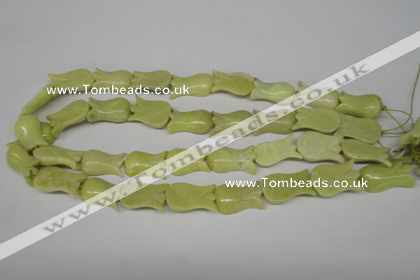 CFG241 15.5 inches 15*25mm carved flower lemon jade gemstone beads