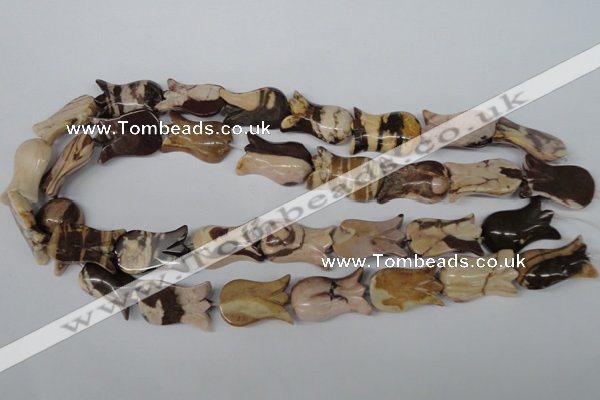 CFG243 15.5 inches 15*25mm carved flower zebra jasper beads